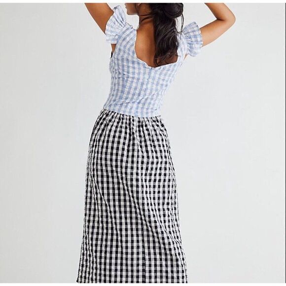 NWT FREE PEOPLE X TACH Sz XS ILENA EMBROIDERED GINGHAM PRINTED DRESS - Picture 4 of 6